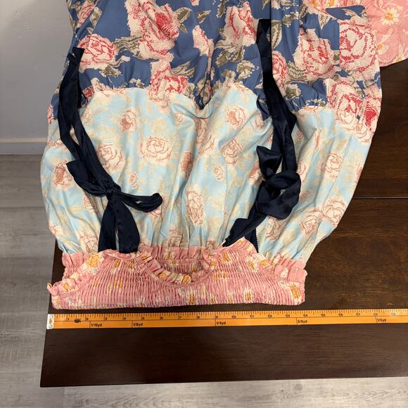 Free People Bluebell Maxi Dress Womens S Patchwork Smocked Tiered Floral Boho - Picture 8 of 9